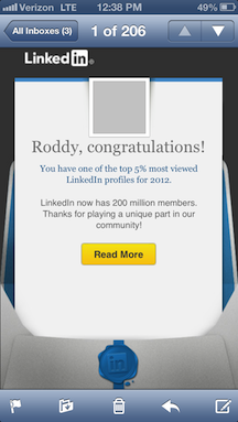 Our LinkedIn profile is one of the TOP 5% most viewed LinkedIn profiles for 2012!